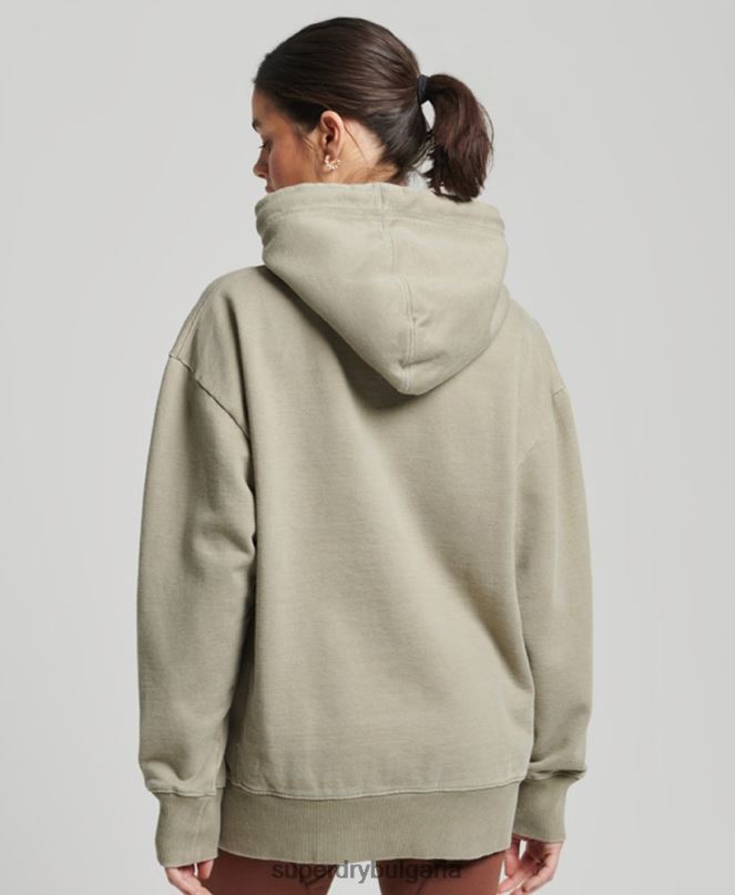 Superdry облекло N00H3433 каки Жени кодово лого на дреха боядисана голяма качулка