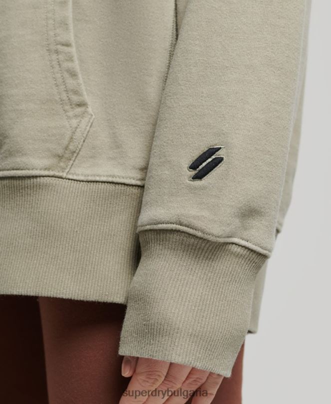 Superdry облекло N00H3433 каки Жени кодово лого на дреха боядисана голяма качулка