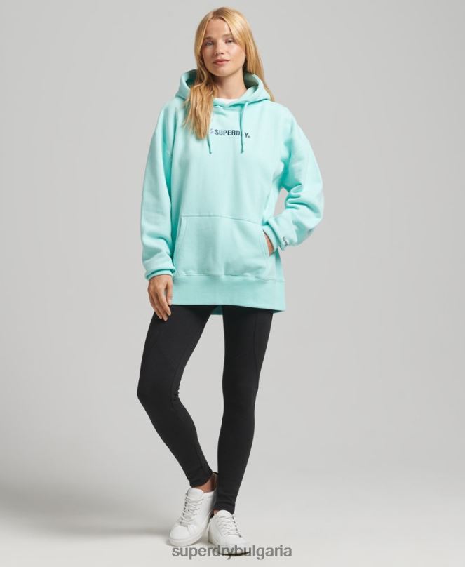 Superdry облекло N00H3434 син Жени Голяма качулка с апликация на лого