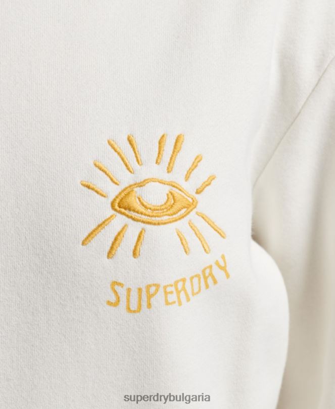 Superdry облекло N00H3436 бяло Жени номадски народен суичър