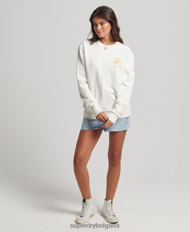 Superdry облекло N00H3436 бяло Жени номадски народен суичър