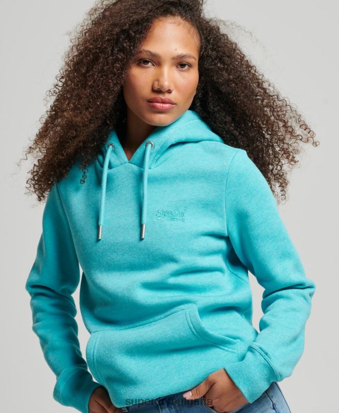 Superdry облекло N00H3437 светло синьо Жени ретро суичър с бродирано лого