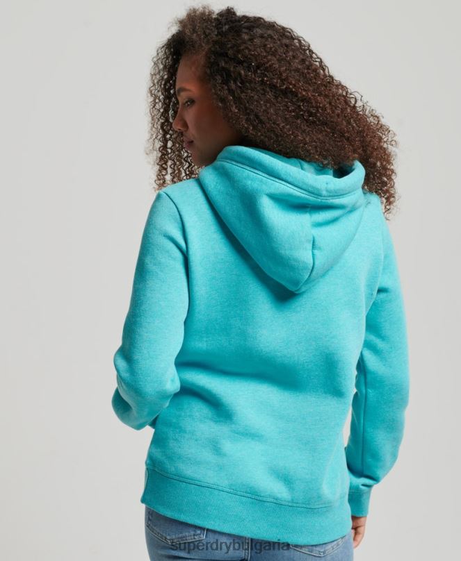 Superdry облекло N00H3437 светло синьо Жени ретро суичър с бродирано лого