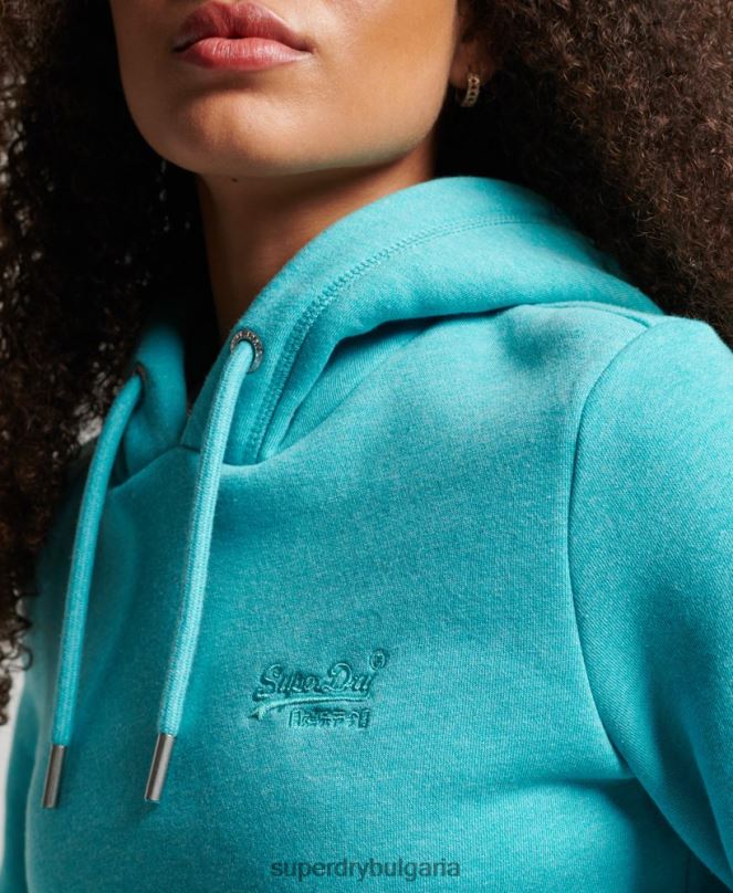 Superdry облекло N00H3437 светло синьо Жени ретро суичър с бродирано лого
