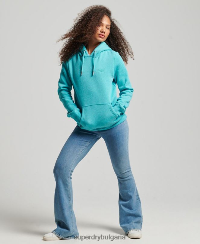 Superdry облекло N00H3437 светло синьо Жени ретро суичър с бродирано лого