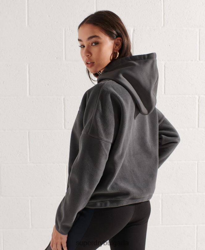 Superdry облекло N00H3441 тъмно сив Жени качулка от планински руно