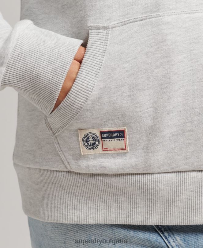 Superdry облекло N00H3443 светло сив Жени колежанска качулка в стил скрипт
