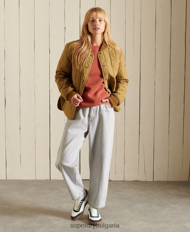 Superdry облекло N00H3444 кафяво Жени винтидж суичър с лого crew
