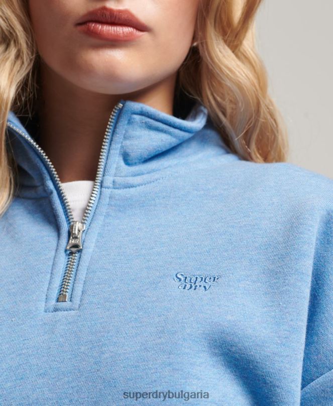 Superdry облекло N00H3445 син Жени топ с ретро бродирано лого