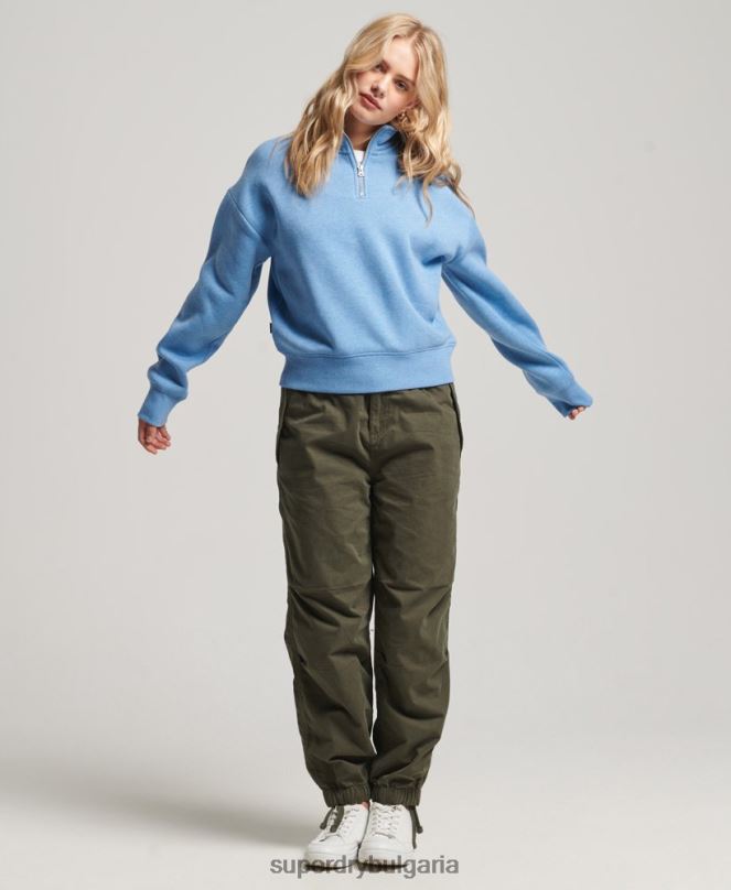 Superdry облекло N00H3445 син Жени топ с ретро бродирано лого