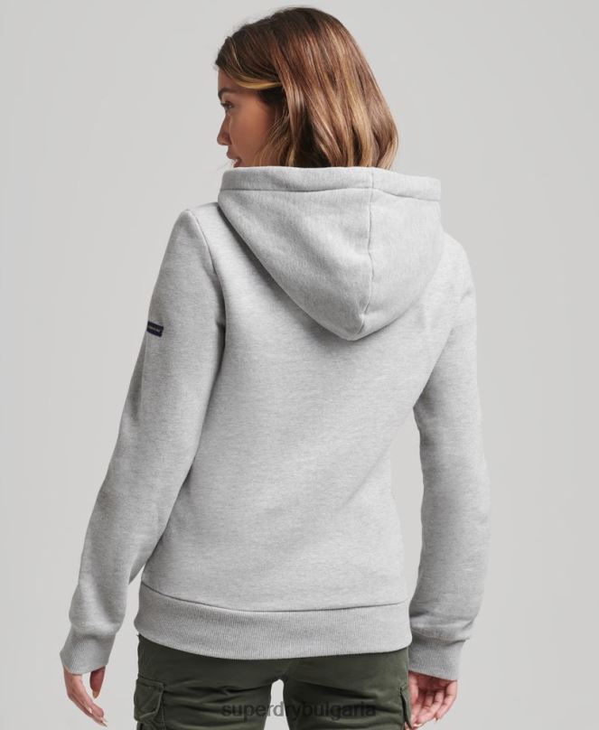 Superdry облекло N00H3446 сиво Жени качулка с бродирано лого на дъгата