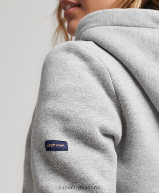 Superdry облекло N00H3446 сиво Жени качулка с бродирано лого на дъгата