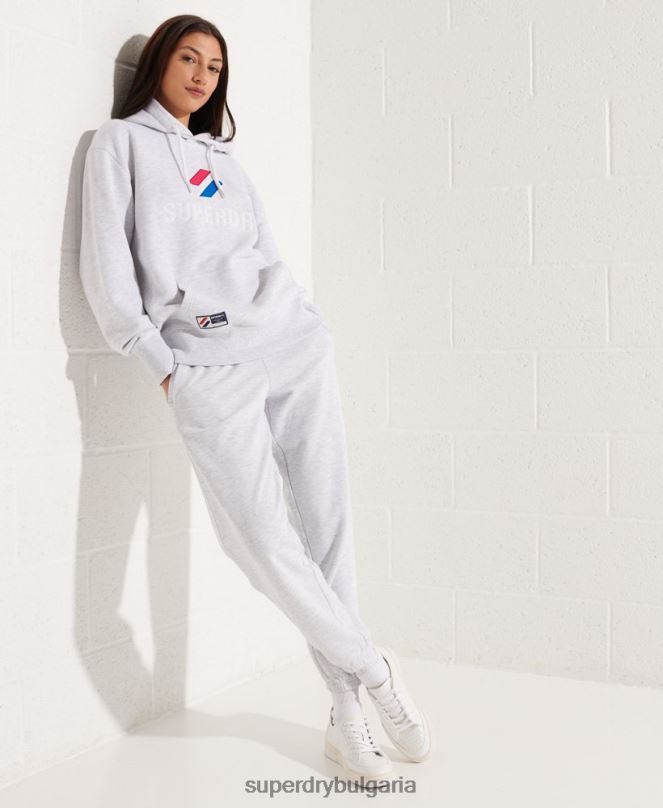Superdry облекло N00H3449 светло сив Жени голям суичър с апликации