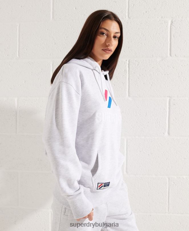 Superdry облекло N00H3449 светло сив Жени голям суичър с апликации