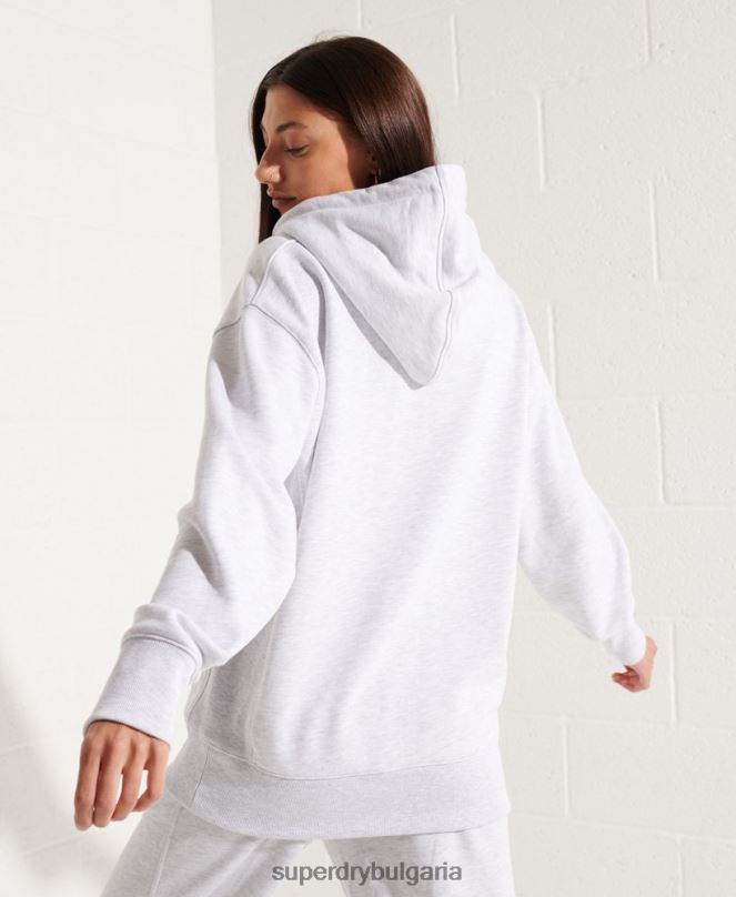 Superdry облекло N00H3449 светло сив Жени голям суичър с апликации
