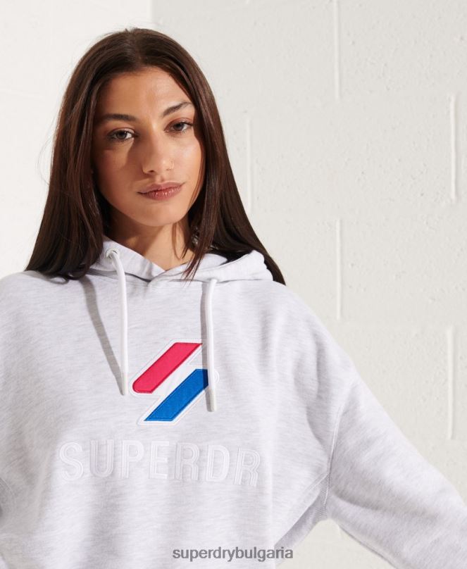 Superdry облекло N00H3449 светло сив Жени голям суичър с апликации
