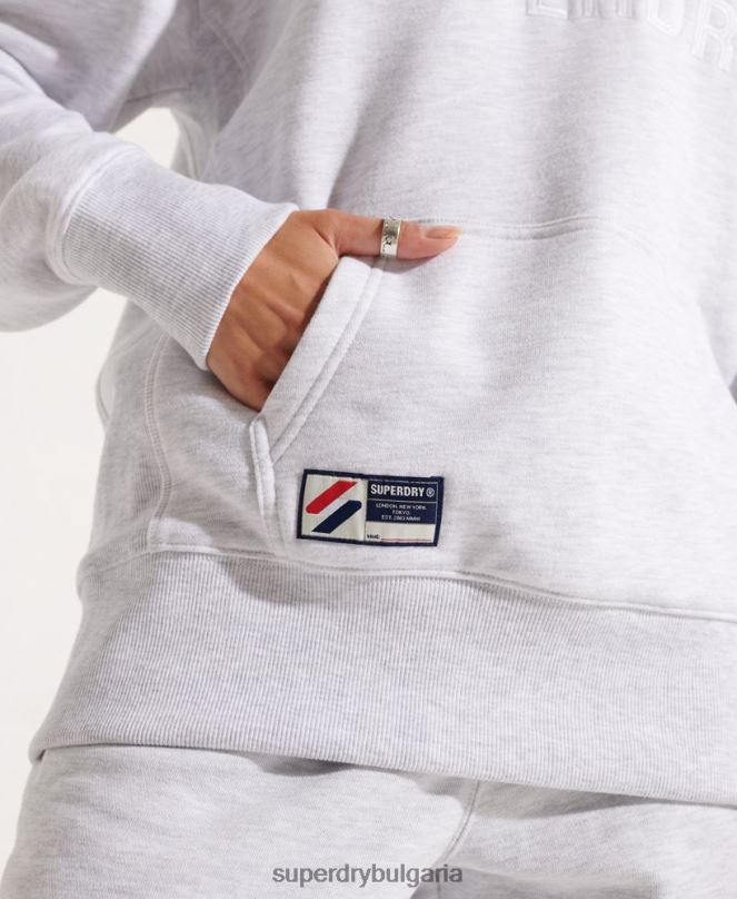 Superdry облекло N00H3449 светло сив Жени голям суичър с апликации