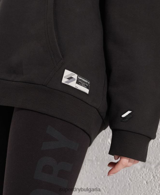 Superdry облекло N00H3453 черен Жени модерен франчайз голям суичър с качулка