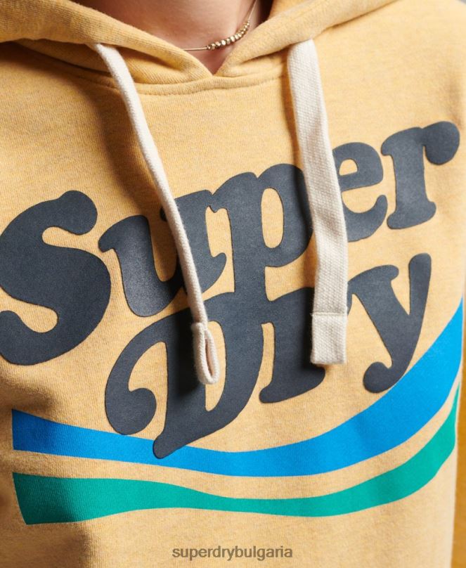 Superdry облекло N00H3454 жълто Жени качулка с графично лого на дъгата