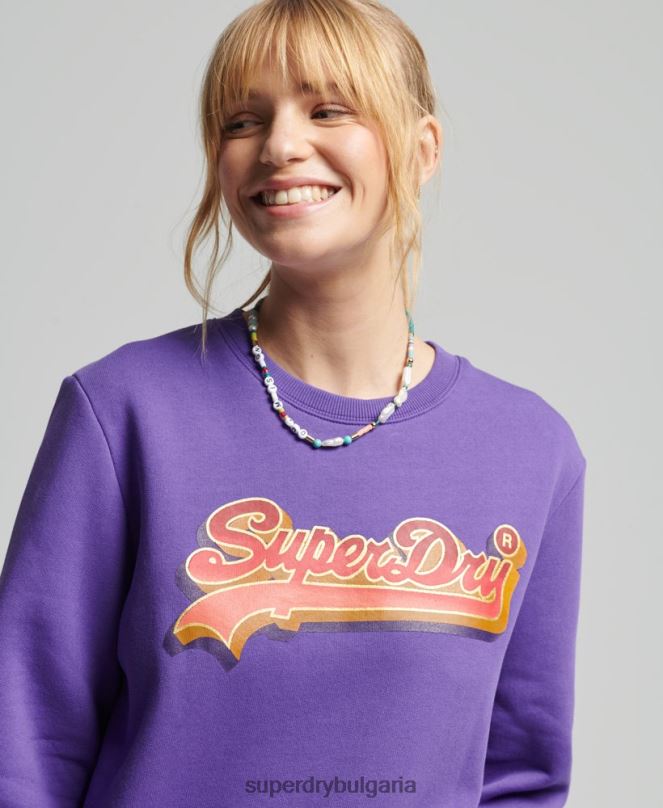 Superdry облекло N00H3460 лилаво Жени сезонен суичър с ретро лого