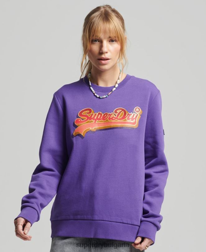 Superdry облекло N00H3460 лилаво Жени сезонен суичър с ретро лого