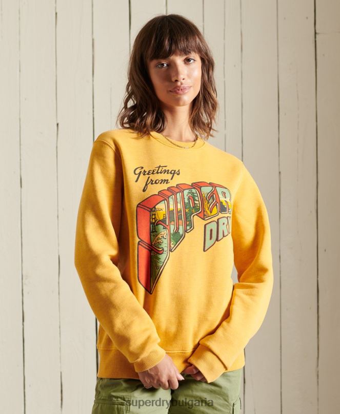 Superdry облекло N00H3463 злато Жени суичър Heritage Mountain crew