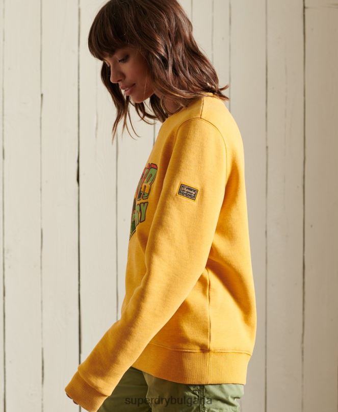 Superdry облекло N00H3463 злато Жени суичър Heritage Mountain crew