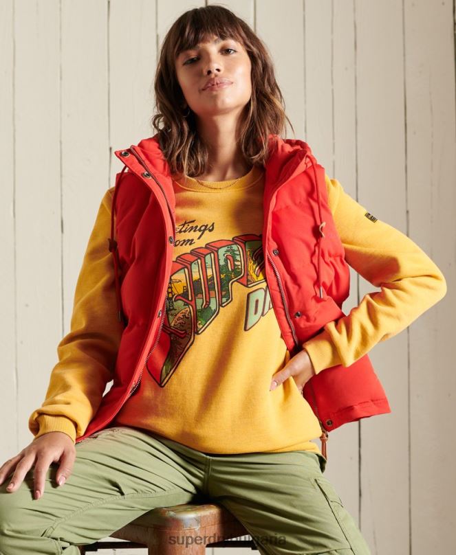 Superdry облекло N00H3463 злато Жени суичър Heritage Mountain crew