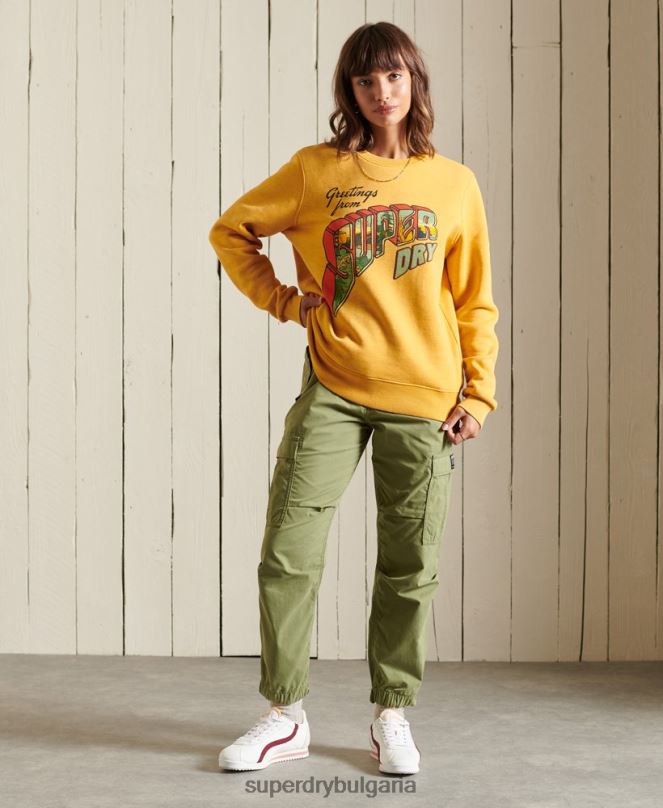 Superdry облекло N00H3463 злато Жени суичър Heritage Mountain crew