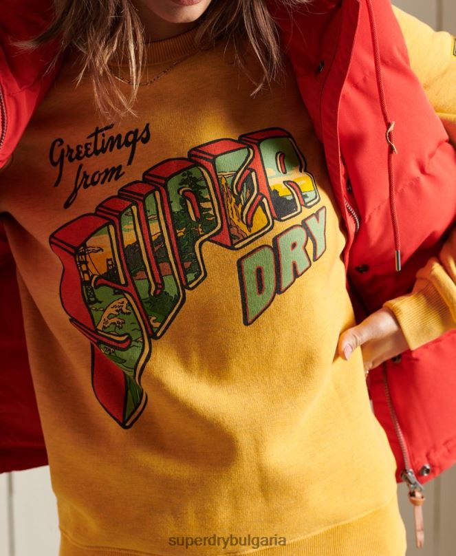 Superdry облекло N00H3463 злато Жени суичър Heritage Mountain crew