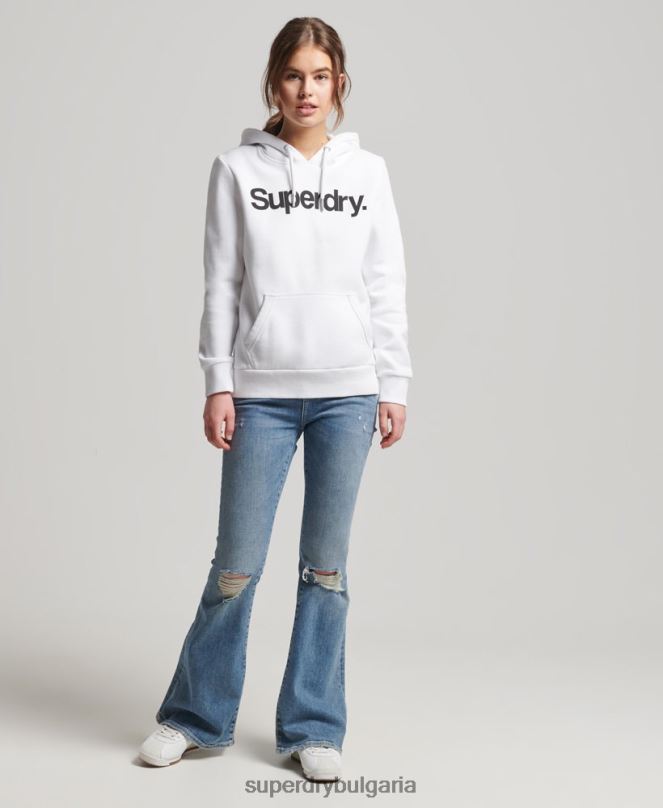 Superdry облекло N00H3466 бяло Жени суичър с лого на ядрото