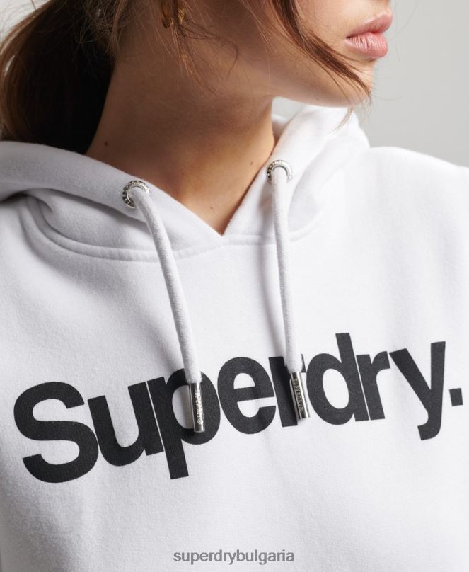 Superdry облекло N00H3466 бяло Жени суичър с лого на ядрото