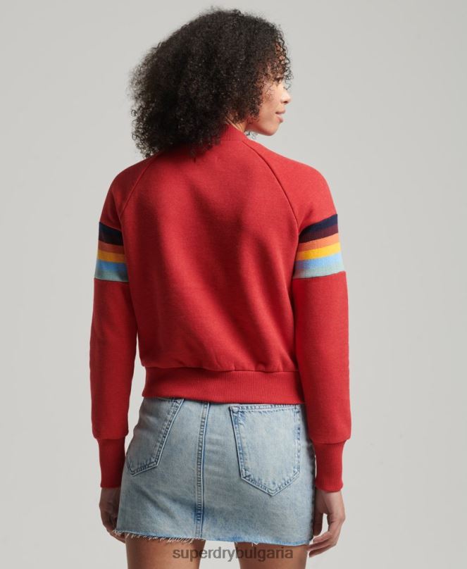 Superdry облекло N00H3468 червен Жени изрязан суитшърт с винтидж кали райе