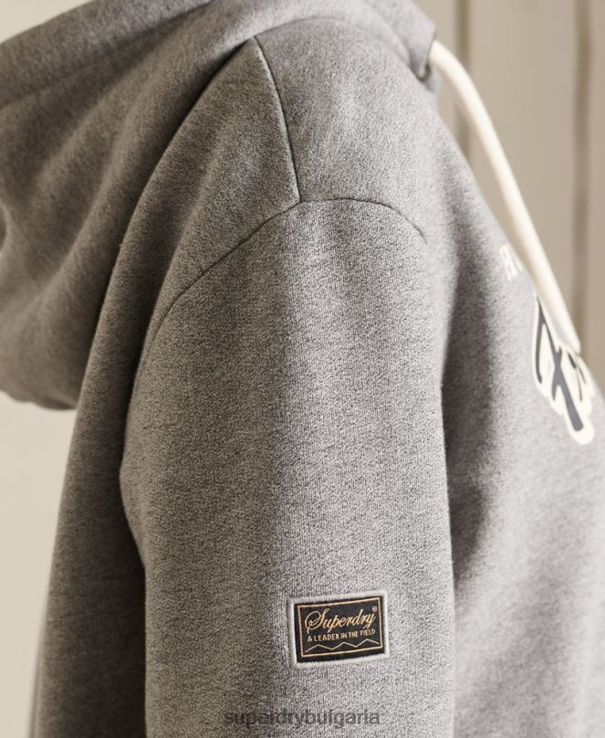 Superdry облекло N00H3469 светло сив Жени извънгабаритна планинска суичър с качулка