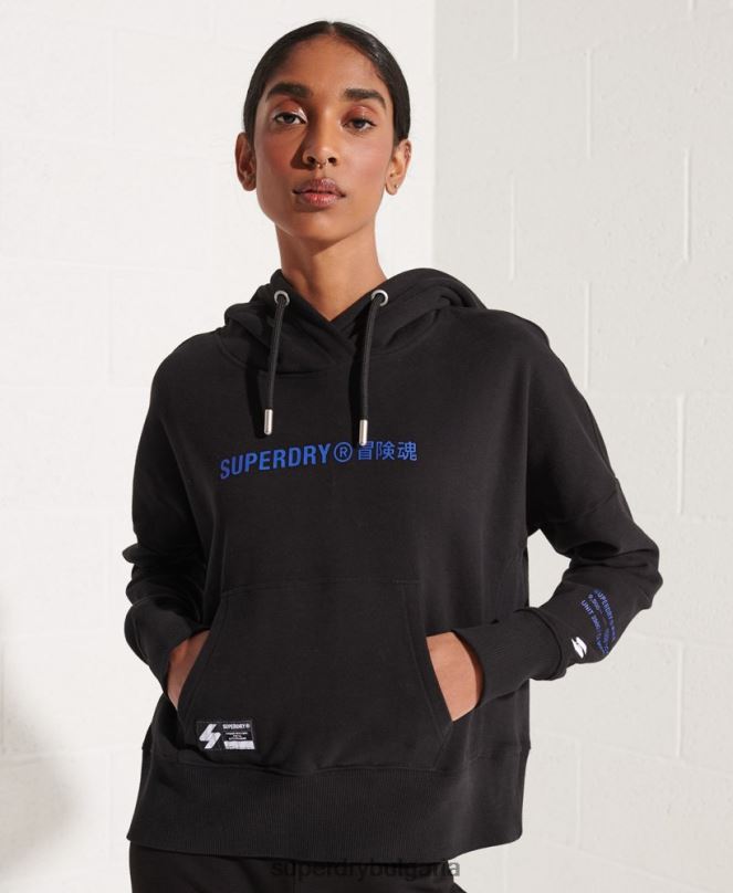 Superdry облекло N00H3470 черен Жени суичър с лого за съдействие