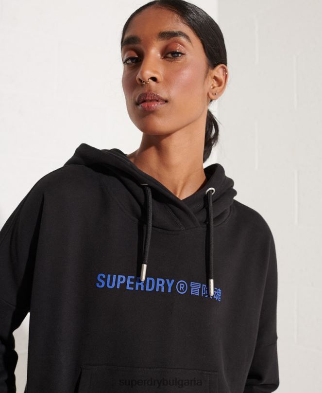 Superdry облекло N00H3470 черен Жени суичър с лого за съдействие