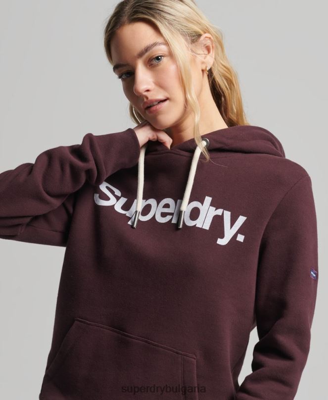 Superdry облекло N00H3474 червен Жени суичър с лого на ядрото