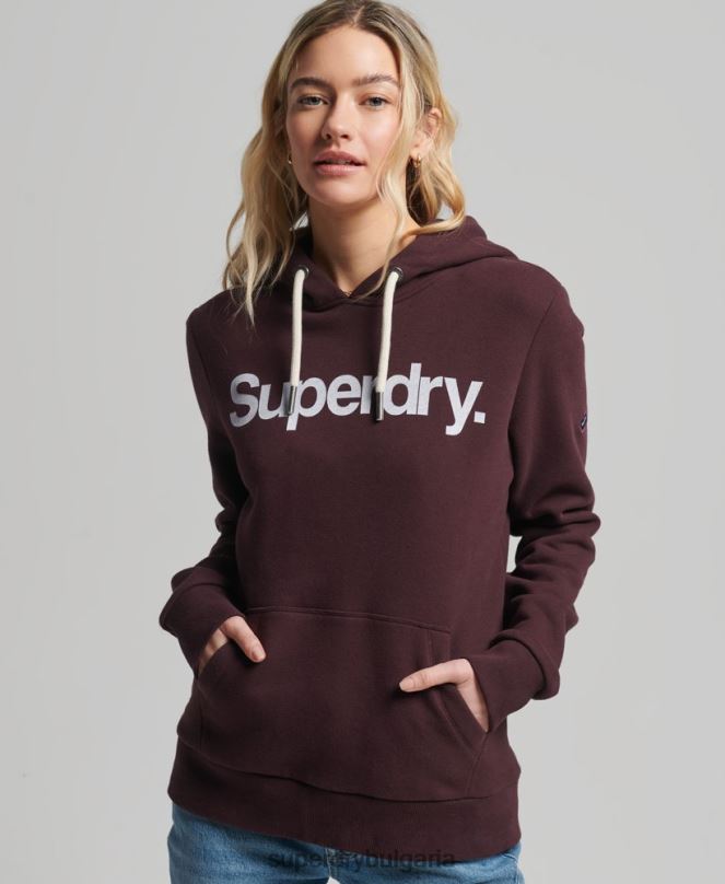 Superdry облекло N00H3474 червен Жени суичър с лого на ядрото