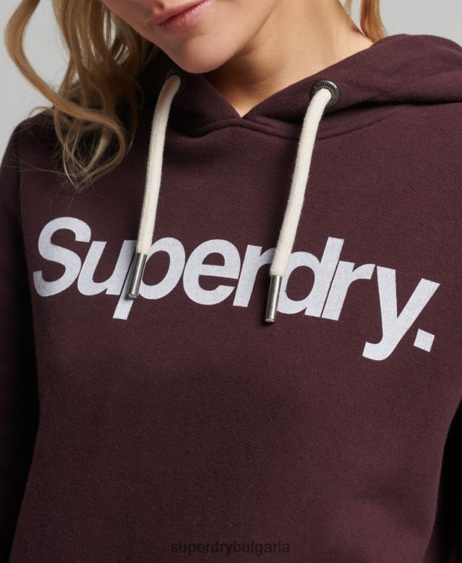 Superdry облекло N00H3474 червен Жени суичър с лого на ядрото