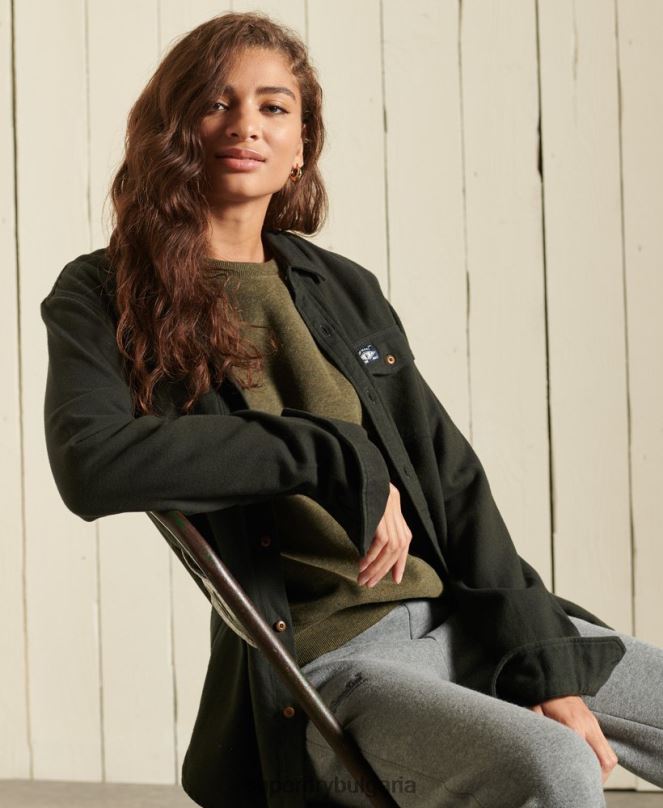 Superdry облекло N00H3478 каки Жени винтидж суичър с лого crew