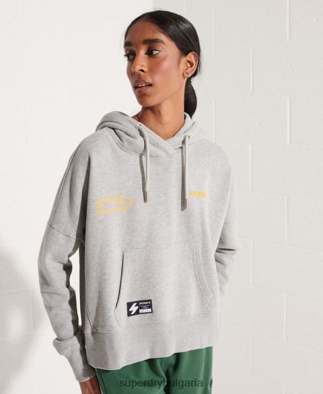 Superdry облекло N00H3480 сиво Жени суичър с лого за съдействие