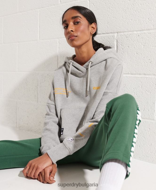 Superdry облекло N00H3480 сиво Жени суичър с лого за съдействие