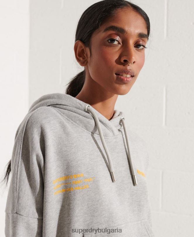 Superdry облекло N00H3480 сиво Жени суичър с лого за съдействие