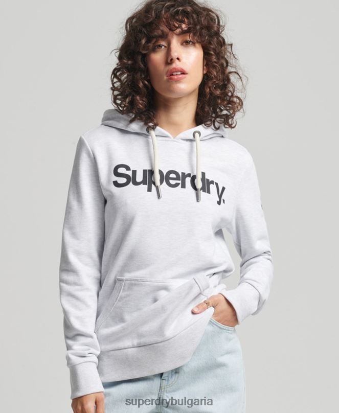 Superdry облекло N00H3481 светло сив Жени суичър с нечеткано лого