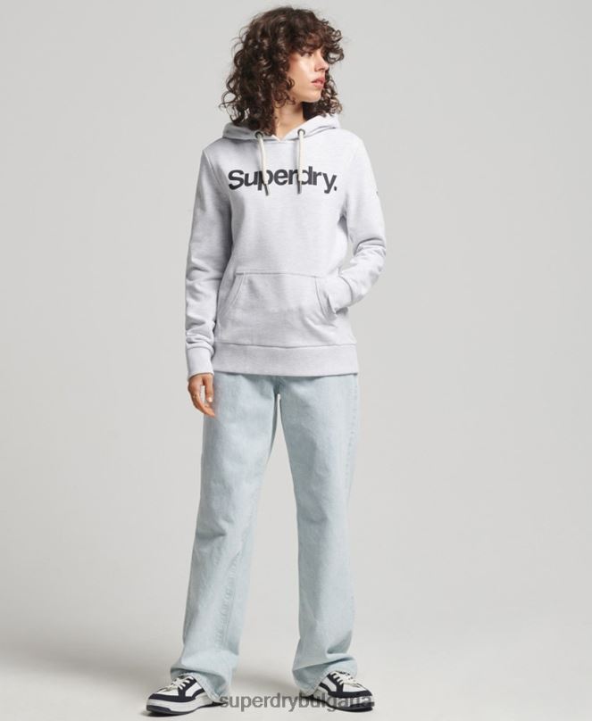 Superdry облекло N00H3481 светло сив Жени суичър с нечеткано лого