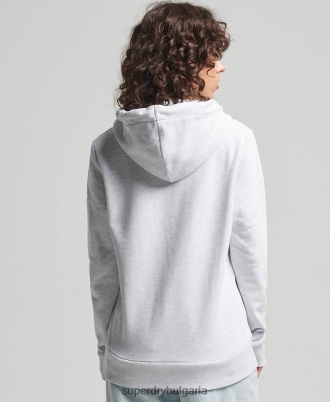 Superdry облекло N00H3481 светло сив Жени суичър с нечеткано лого