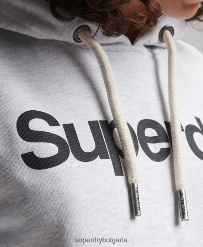 Superdry облекло N00H3481 светло сив Жени суичър с нечеткано лого