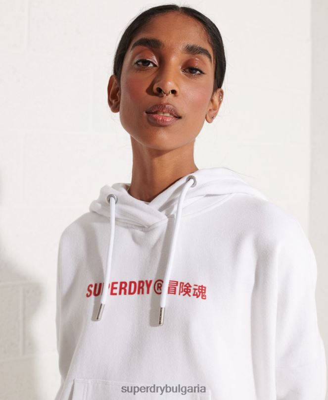 Superdry облекло N00H3483 бяло Жени суичър с лого за съдействие