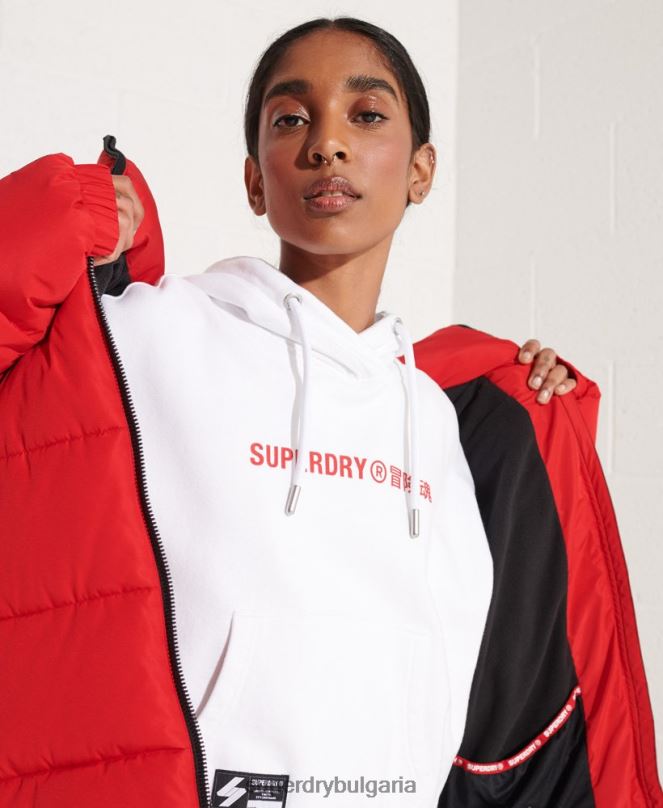 Superdry облекло N00H3483 бяло Жени суичър с лого за съдействие