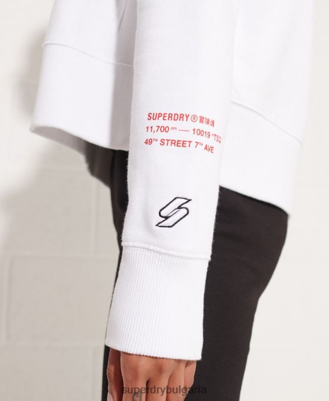 Superdry облекло N00H3483 бяло Жени суичър с лого за съдействие